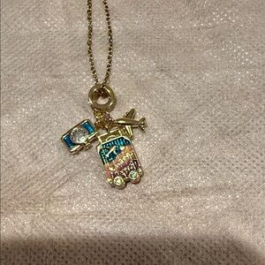 Gold and Blue Charm Necklace